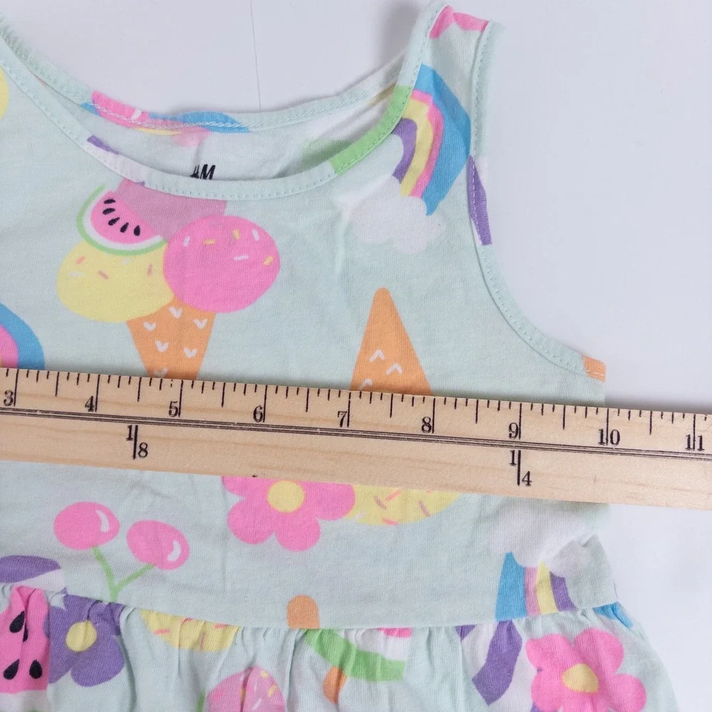 H&M Dress Kids 2T Mint Green Ice Cream Rainbow Watermelon Sleeveless Jersey